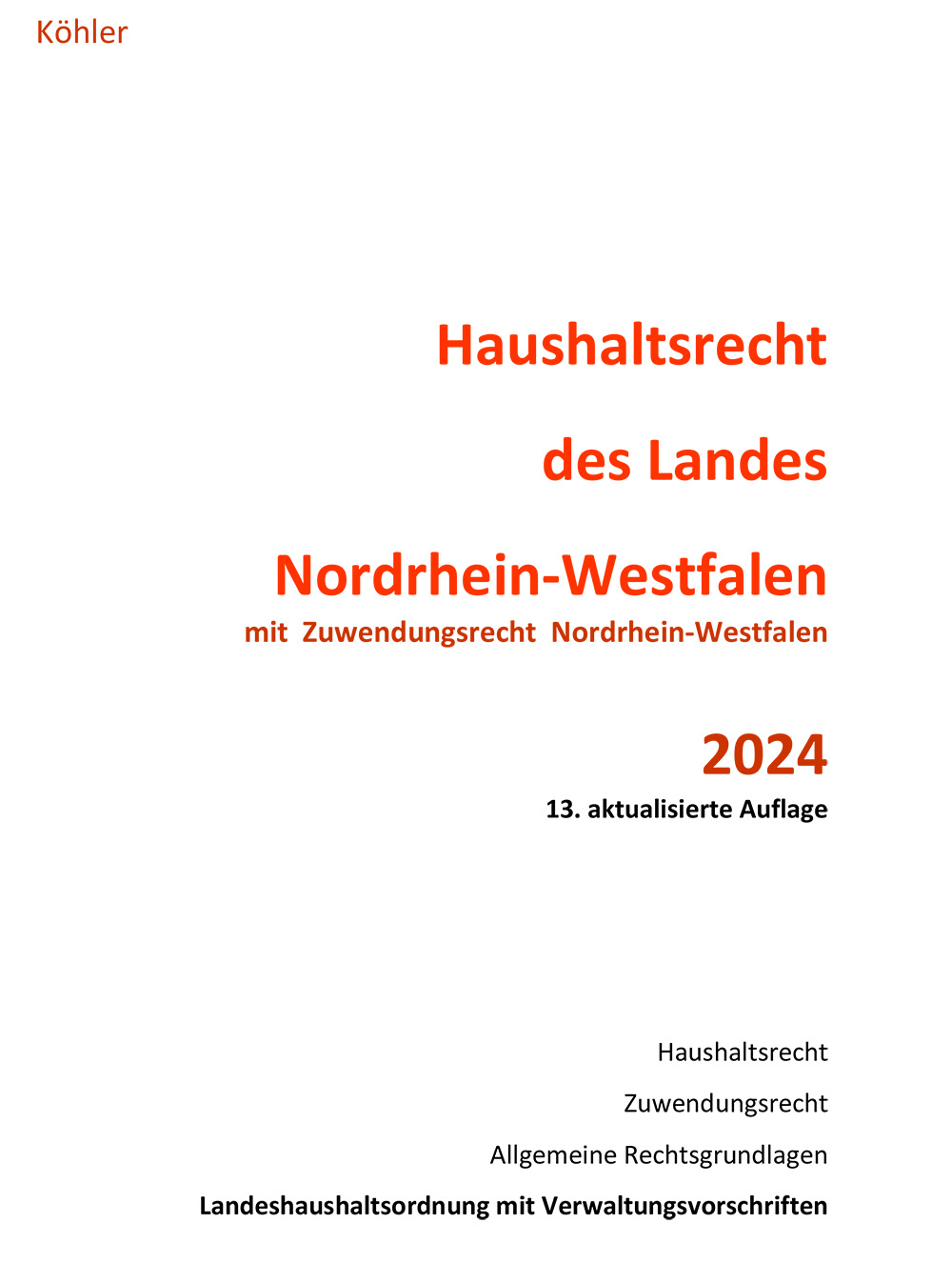 Haushaltsrecht des Landes Nordrhein-Westfalen