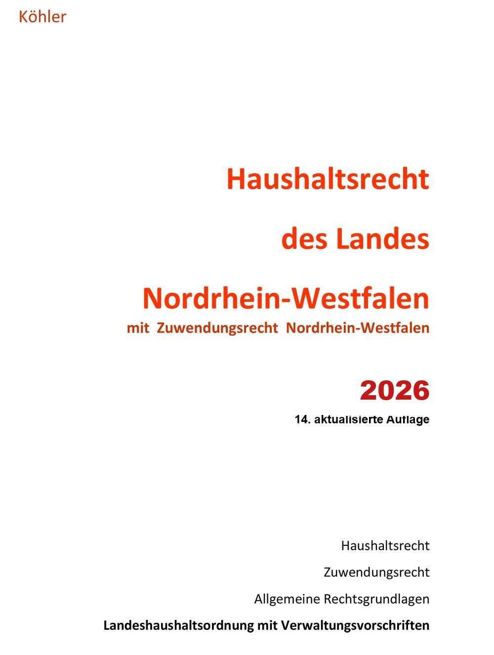 Haushaltsrecht des Landes Nordrhein-Westfalen